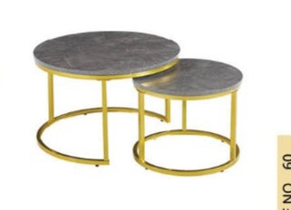 CIRCLE SET OF TABLES GOLD FRAME