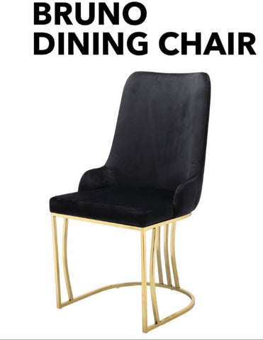 THE BRUNO DINING CHAIR Plush with gold legs
