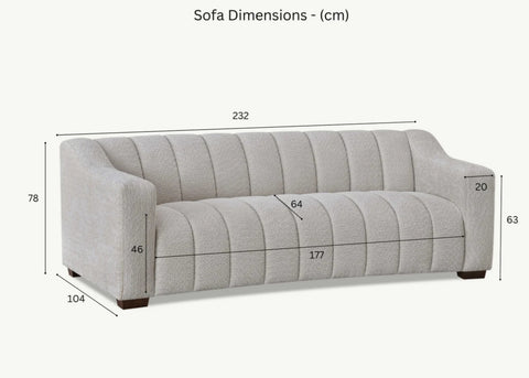 Aluxo Astoria 3 Seater Sofa in Iron Boucle Fabric