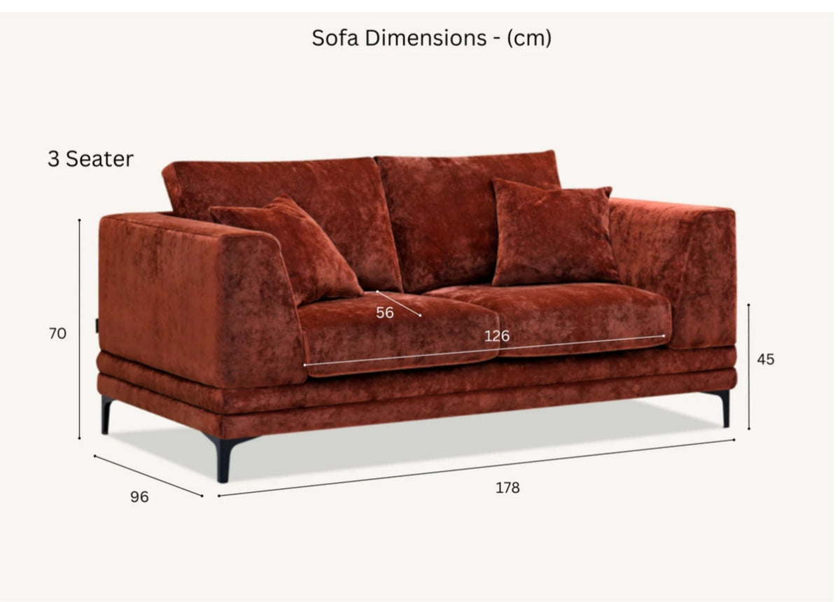Aluxo Lenox Sofa Range in Rust Velvet
