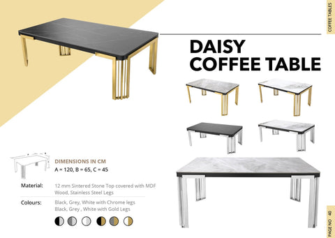 DAISY COFFEE TABLE WITH GOLD FRAME