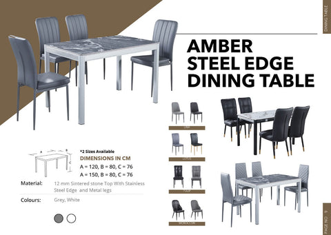 AMBER STEEL EDGE DINING TABLE 150cm Wide