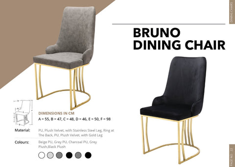 THE BRUNO DINING CHAIR PU with gold legs