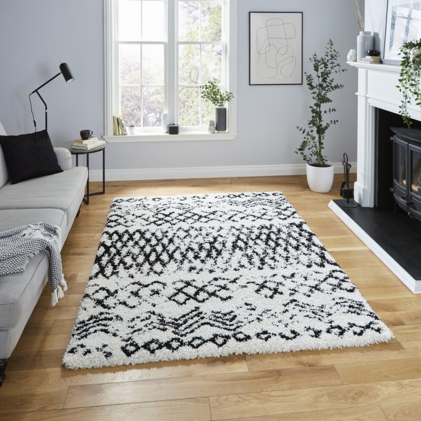 Scandi Berber G271 Rug in White/Black