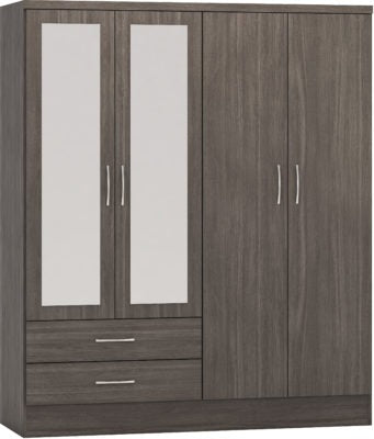 Nevada 4 Door 2 Drawer Mirrored Wardrobe