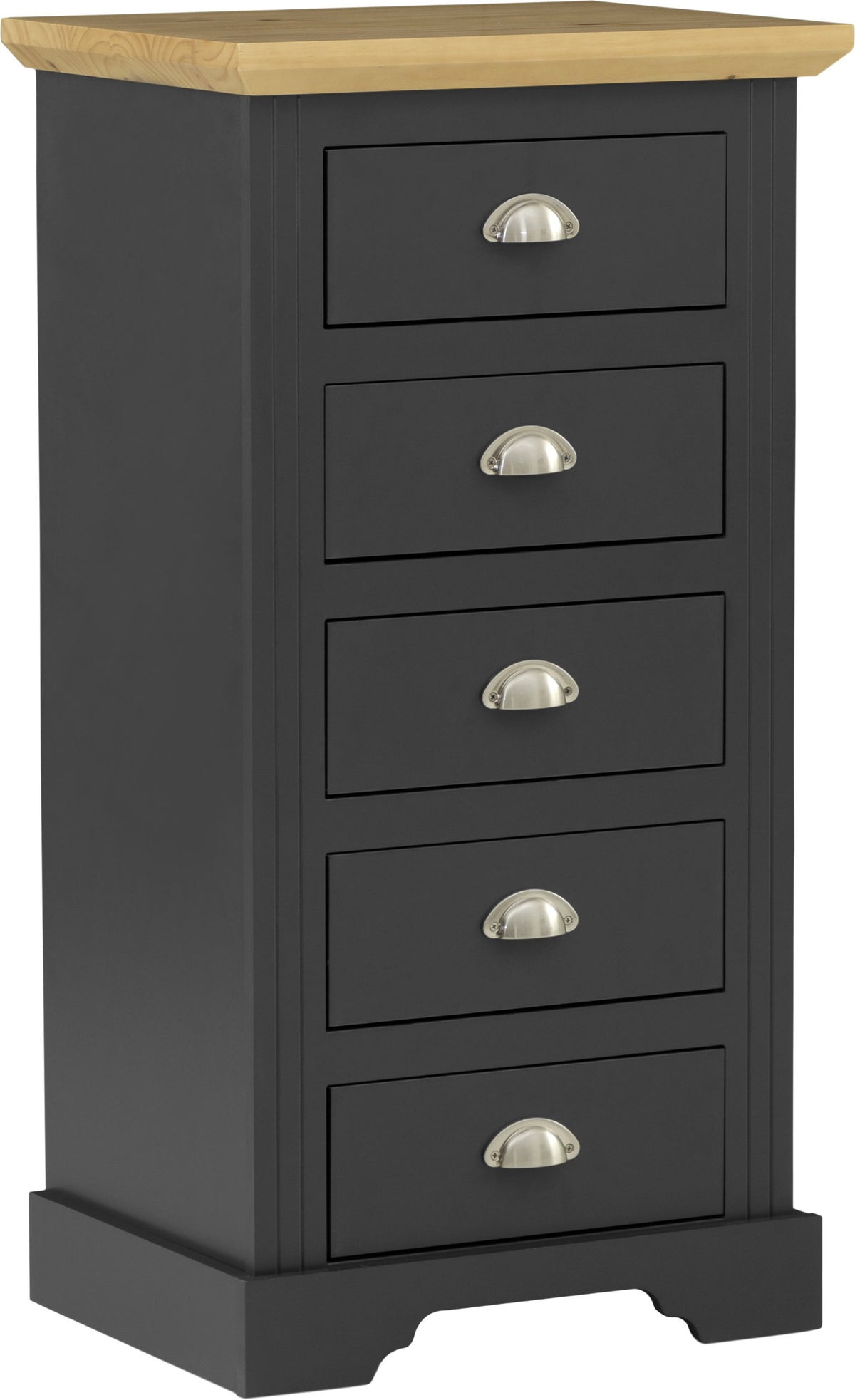 Toledo 5 Drawer Narrow Chest Grey/Oak Effect